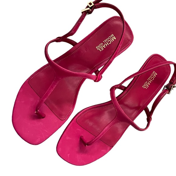 MICHAEL Michael Kors Tasha T Strap Kitten Heels Sandals in Dark Raspberry - Picture 2 of 12